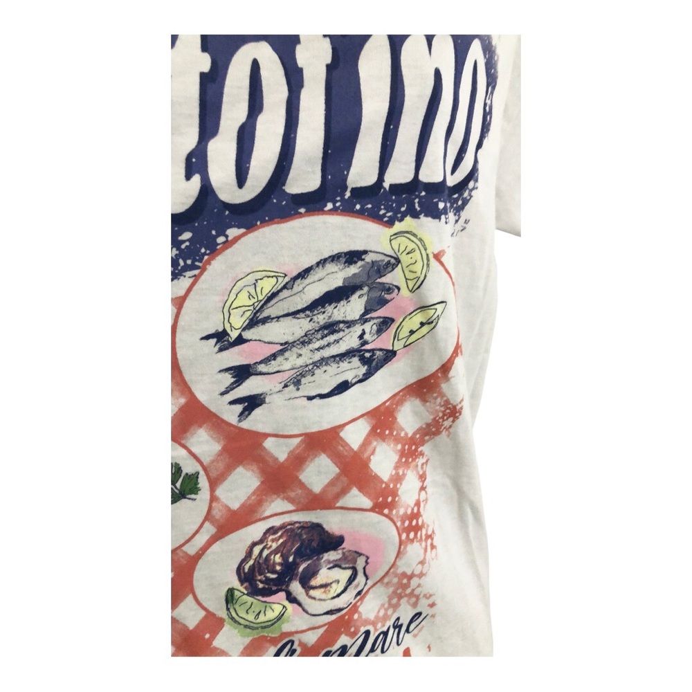 Portofino Frutti di mare fruit of the sea sardine white t-shirt size large brand View 6
